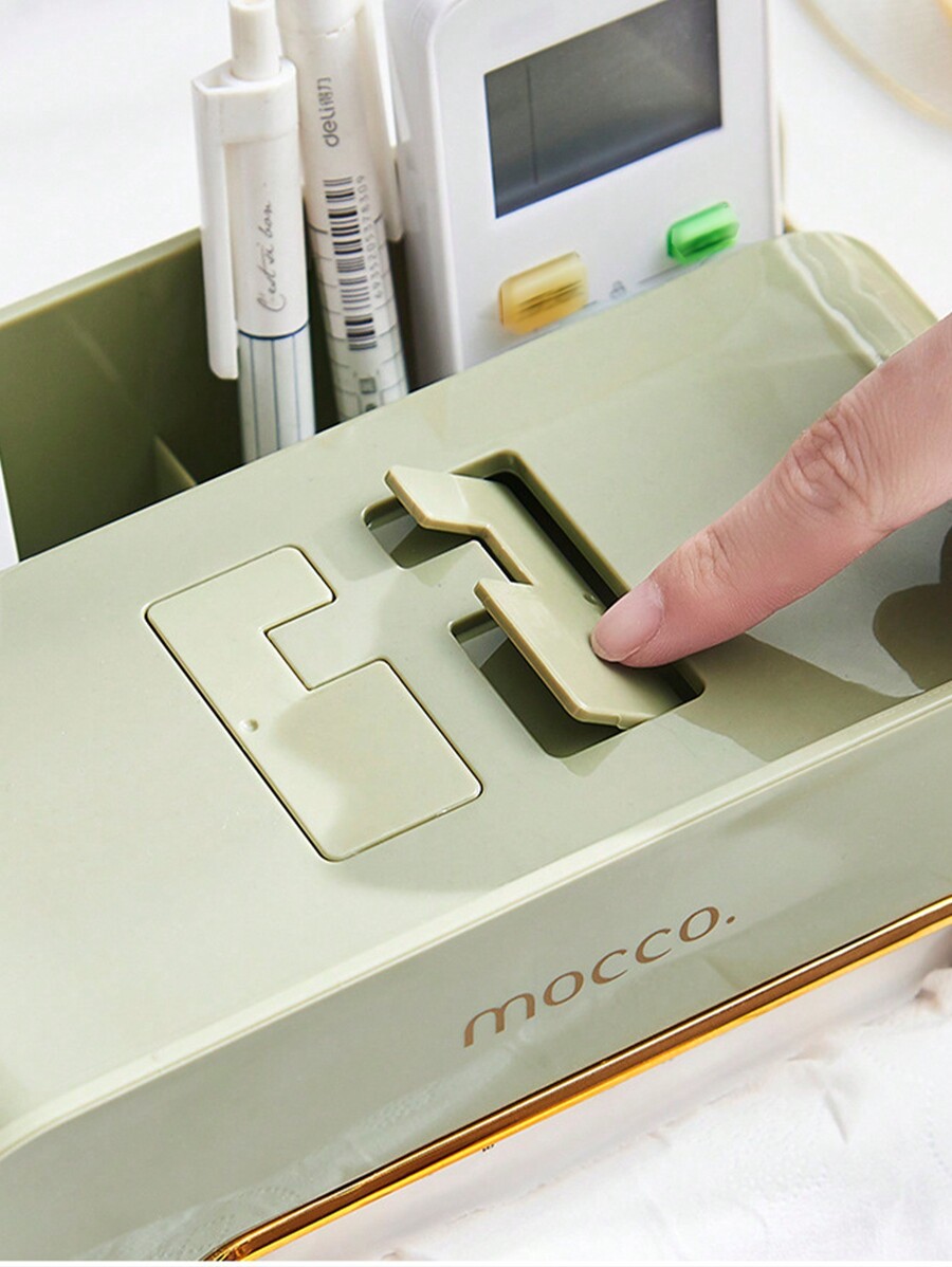 1pc Multifunctional Tissue Box With Phone Holder, Desktop Organizer For