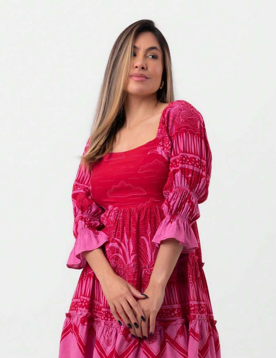 Short Pink Jungle Pequiá Dress - 淺粉色 - 查看 1