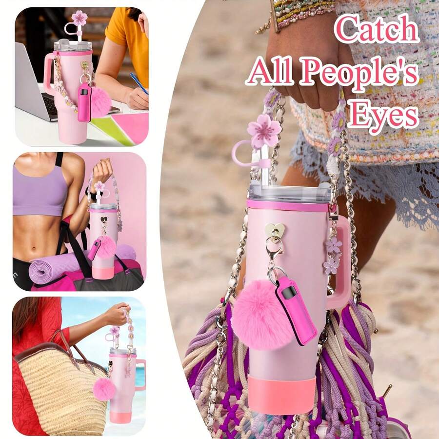 Cup Accessories 8PCS Silicone Sports Water Bottle Accessory Set