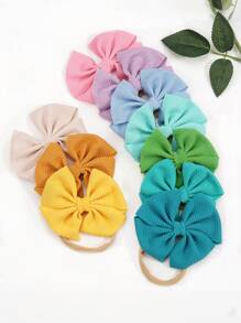 10件套柔软女婴发带，女孩蝴蝶结头巾，蝴蝶结发饰套装 - 彩色 - 查看 6