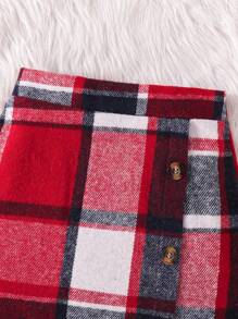 3pcs/Set Young Girl Fashion Elegant Outfits, Autumn/Spring Season: Double-Layer Cap Sleeve Knitted Turtleneck Tops And Plaid Single-Breasted Asymmetrical Hem Skirts And Matching Hats, Young Girl Casual Comfort Soft Matching Sets For School, Children Autumn/Spring Clothing