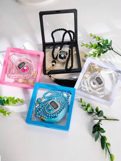1 Set Prayer Ring Counter, Includes Rhinestone, Muslim Rosary Beads And Tasbih Bracelet (3pcs Set)