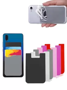1PC Mobile Phone Silicone Card Holder Slot Sleeve, Stick On Pocket Credit Card ID Case Pouch Compatible With Apple Android - Multicolor - View 1