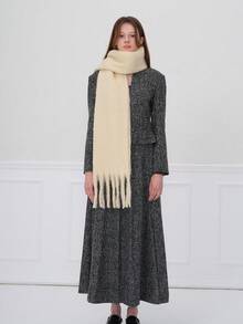 1pc Women's Solid Color Casual Polyester(Terylene) Scarf, Suitable For Outdoor, Daily Commute, Autumn & Winter - Beige - View 16