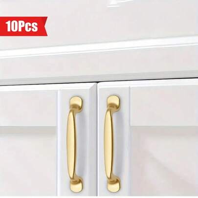 10pcs Modern Minimalist Sand Golden Aluminum Alloy Cabinet Handles - Perfect For Shoe Cabinets, Doors & Wardrobes