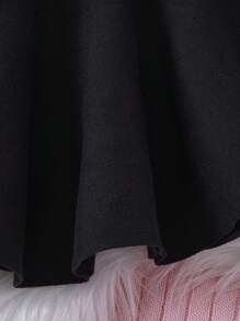 1 件装年轻女孩黑色简约圆领珍珠装饰公主裙荷叶边下摆毛衣裙，秋季 - 黑色 - 查看 5