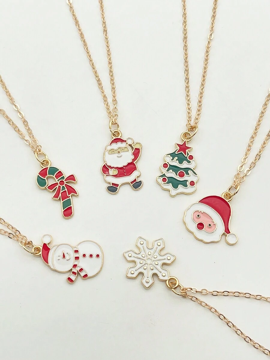 6 件圣诞系列女士链条项链，适合日常和节日佩戴 - 鏈條項鍊 - 查看 1