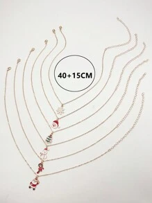 6 件圣诞系列女士链条项链，适合日常和节日佩戴 - 鏈條項鍊 - 查看 3