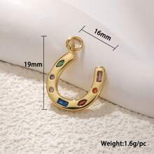 Delicado collar con colgante en forma de herradura de circonita, accesorios de joyería DIY para mujeres, colgante de cobre chapado en oro con circonita colorida, pulsera de , regalo para novia, amiga