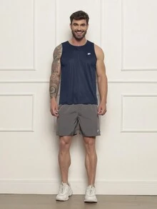 Dry Fit Breathable Machão Tank Top Crossfit Gym Bodybuilding Basic Training - 藏蓝色 - 查看 2