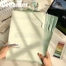 Conjunto de 5 pastas tipo L, tamanho A4, gradiente de cores, organizador de documentos de grande capacidade, volta às aulas, material escolar