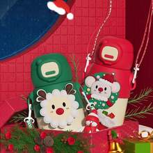 , 时尚, 弹跳真空吸管杯, 便携式学生防摔礼品杯, 圣诞主题 - 彩色 - 查看 8