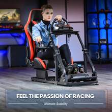 Minneer Racing Stand Fully Adjustable With Red Seat,Fit For  G29 G920 G923  T80 T128 T150 T248 T300 T300RS Robust Racing Sim Cockpit,Wheel Pedal And Shifter Not Include - Red - View 5