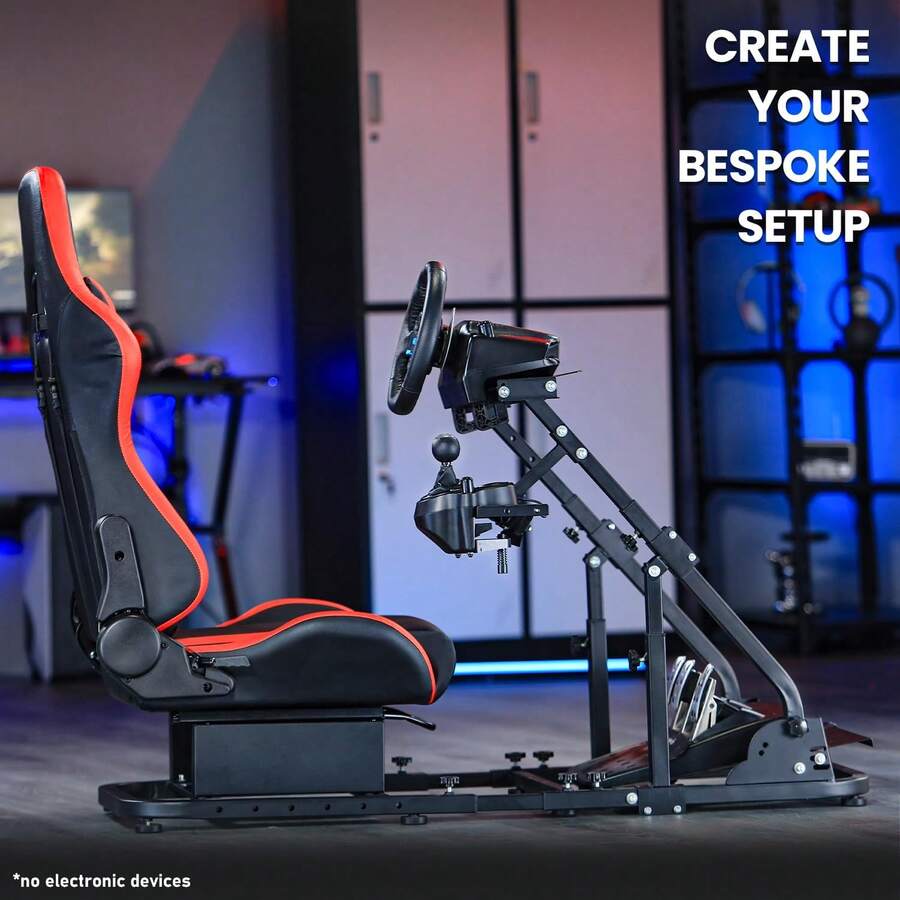 Minneer Racing Stand Fully Adjustable With Red Seat,Fit For G29 G920 G923 T80 T128 T150 T248 T300 T300RS Robust Racing Sim Cockpit,Wheel Pedal And Shifter Not Include - Red - View 1