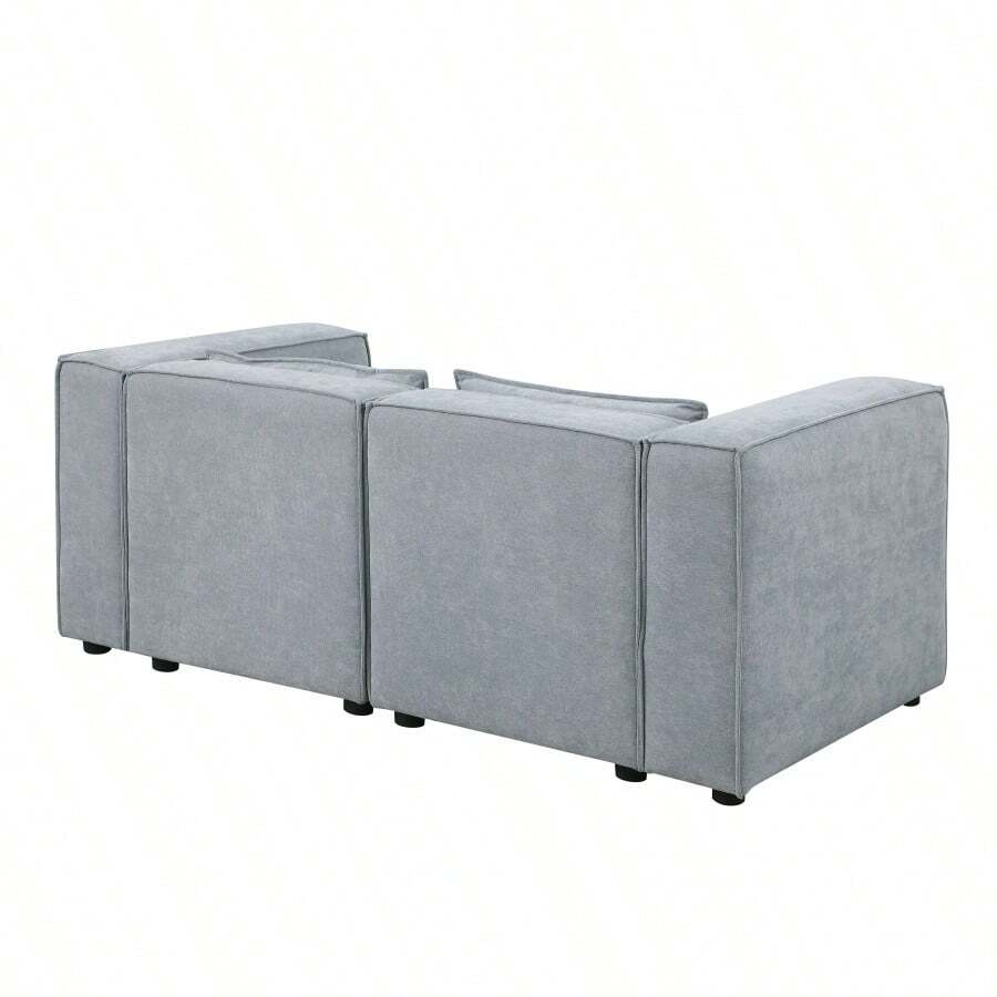 Modular Sofa Grayish Blue Chenille Fabric, Simple And Grand, The Seat