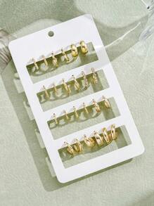 24pcs/Set Fashion Rhinestone Small Hoop Earrings, Minimalist Style Everyday Earrings For Women, Suitable For Date, Holiday, Anniversary Gift - Yellow Gold - View 3