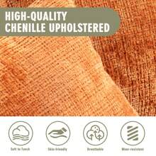 Chenille Lazy Sofa, Single Seat Bean Bag Sofa Chair, High-Back Durable Soft Comfort Recliner, Casual Living Room Sofa Chair, Includes 3 Pillows, Indoor/Outdoor Use, No Assembly Required, Suitable For Living Room, Bedroom, Dormitory And Apartment (Orange) - 橘色 - 查看 5