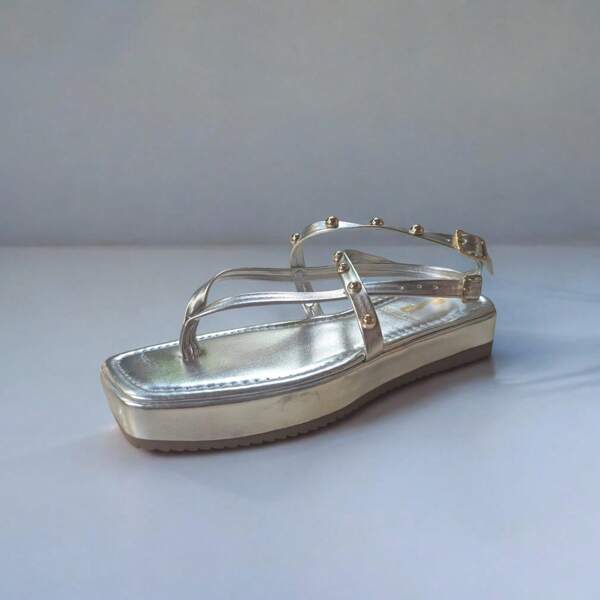 Sandália Flatform Feminina Duas Tiras Cruzada Confortável sapatos feminina elegante