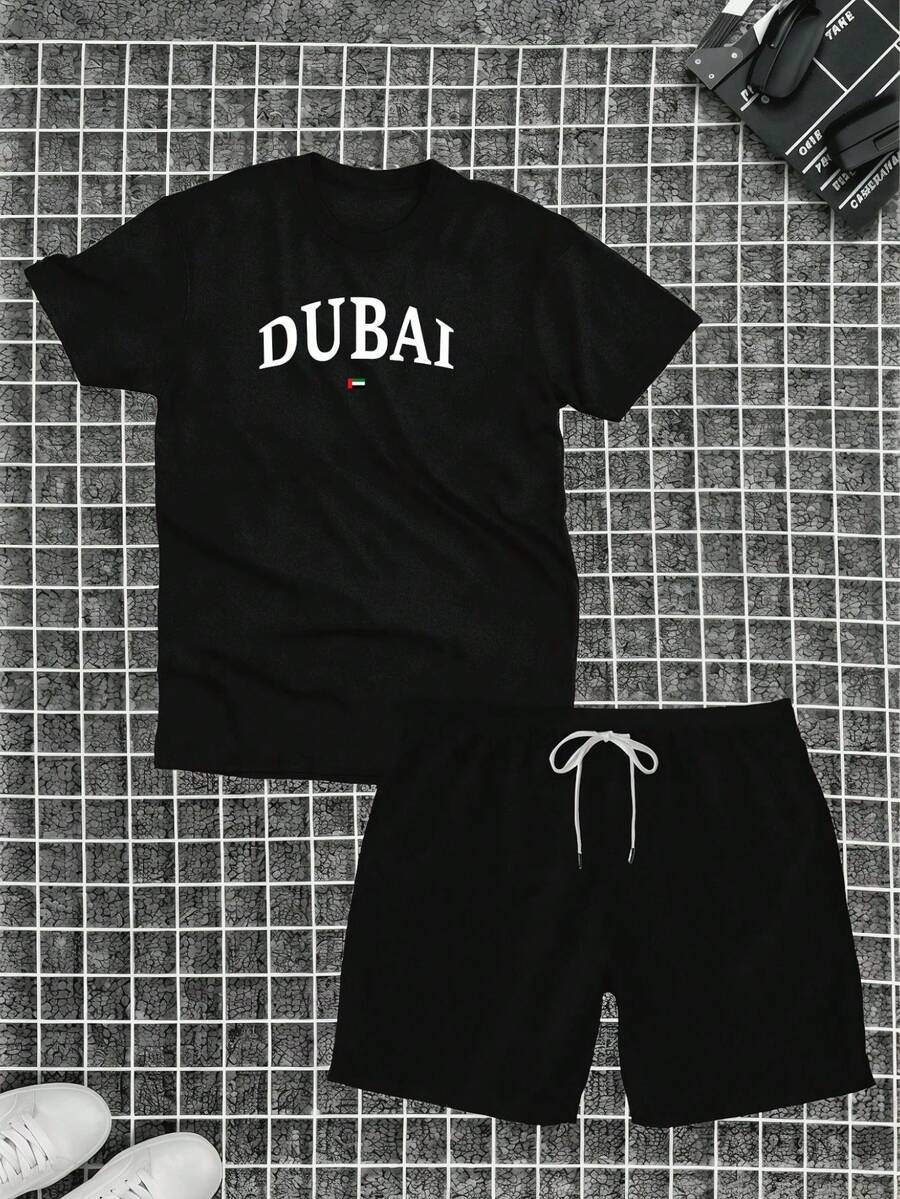 Cotton T-Shirt + Tectel Dubai Shorts Summer Combo Kit - màu đen - Xem 1