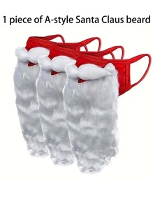 1 Pezzo Decorazione natalizia - Parrucca di Babbo Natale carina, sopracciglia, decorazioni per feste natalizie per uomo e donna, accessori di scena, accessori fotografici, regalo di Natale, scelta ideale per regali, traspirante, riutilizzabile, lavabile, con ponte nasale regolabile, in tessuto cubico confortevole