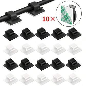 100 piezas Clips adhesivos para cables de coche, soportes para cables de datos GPS, luz, cables y organizadores de cables para hogar y red