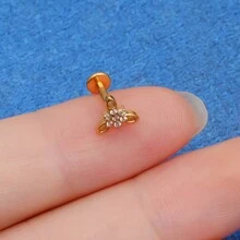 Helix Conch Titanium Piercing Ear Piercing Nose Piercing Labret Tragus 1.2X8 - 金色 - 查看 4