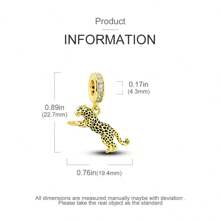 1 Pc Silver Color Realistic Cool Golden Leopard Cheetah Elephant Zebra Frog Lion Forest Animal Pendant Charm Suitable For Original Snake Bracelet Bangle Necklace Keychain Beads For Diy Jewelry Making Women Unisex Daily Jewelry Gift - Silver - View 7