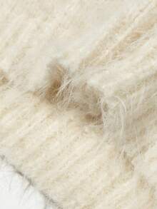 EAVA新款休闲风圆领修身毛衣，柔软蓬松质地，复古富贵风格，宽松长袖女式套头毛衣，情人节，女士情人节穿搭，情人节服装 - 米色 - 查看 7