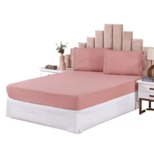 3-Piece Sheet Set 400 Thread Count Queen Size Bed Micropercal Ponto Palito Hotel Soft Touch - Rusty Rose - View 4