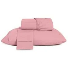 3-Piece Sheet Set 400 Thread Count Queen Size Bed Micropercal Ponto Palito Hotel Soft Touch - Rusty Rose - View 1