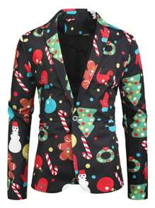 Áo khoác Blazer in kỹ thuật số Giáng sinh, Bộ vest thường ngày cho nam - Nhiều màu - Xem 3