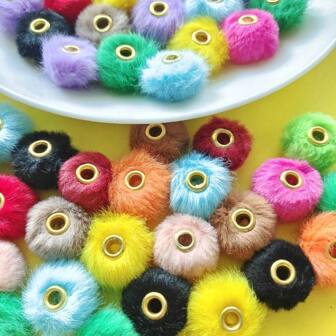 10/20/30/50/100 件 20 毫米深色系毛绒珠 DIY 项链手链钥匙扣配件 适用于笔的绒球珠