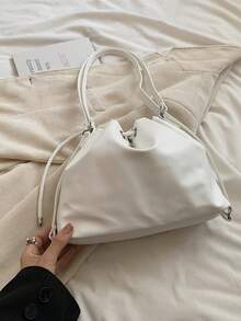 奢华小众水桶包、时尚单肩包、优质金属福袋、百搭斜挎背包，适合日常通勤 - 白色 - 查看 6