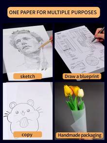 A4 Tracing Paper For Sketching, Drawing And Transfer, Thin Sulfuric Acid Paper, Transparent Calligraphy Writing Practice Paper, Art Copy Paper For Artists - Clear - View 3