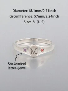 1pc Customized Fashion Ring With Engraved English Letter And 2pcs Birthstone, Simple Design Unique Combination Accessories,Gift For Father's Day,Mother's Day,Valentine's Day,Birthday,Anniversary,Friends,Graduation,Christmas