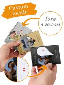 Customized Name/Signature/Photo Couple's Fashionable Ultra-Thin Aluminum Metal RFID Multi-Card Holder, Bank/Credit Card Wallet, Birthday/Valentine's Day/Mother's Day Gift