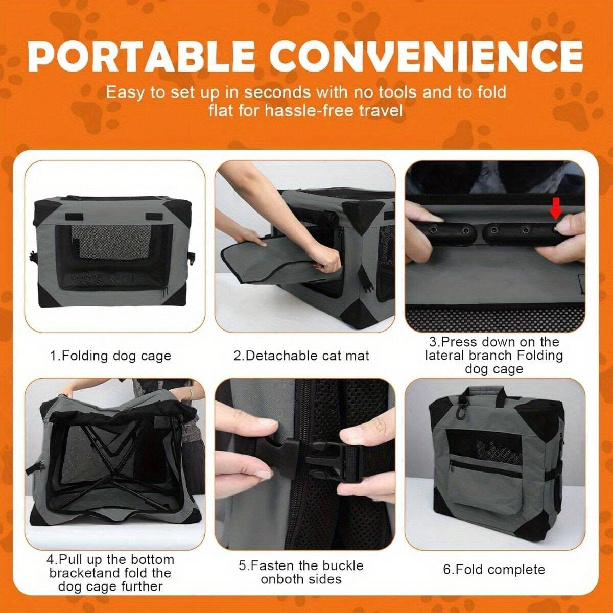 Extra Large Dog Crate, Dog Travel Crate For Car, Collapsible Dog Crate