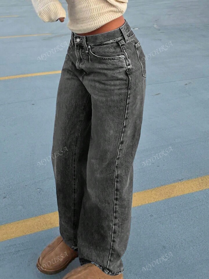 MYOURSA Women's Casual Distressed Straight Leg Jeans With