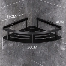 2X Corner Shower Caddy Bathroom Storage Shelf Rack Basket Organiser Tidy Tray - Black - View 2