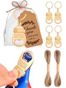 10 件/套牛奶瓶形开瓶器，配有欧根纱袋和感谢卡，适合洗礼礼物、婚礼派对礼物、生日派对礼物、圣诞节 - 金小奶瓶 - 查看 1