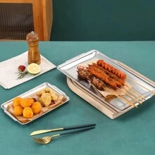 1/2/3/4 Pcs Stainless Steel Rectangular Tray, Tray Holder Baking Pans, Toaster Oven Tray Baking Sheet, Sushi Plate, Kitchen Steamer Cookie Dishes, Home Cookware, Dishwasher Safe Christmas Gift - Silver - View 10