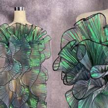 1 tấm vải voan xếp nếp kiểu đuôi cá có viền hoa lớn xếp ly 3D, quần áo tự làm, quà tặng, đồ thủ công, đồ trang trí đám cưới, phụ kiện ren sóng - Nhiều màu - Xem 16