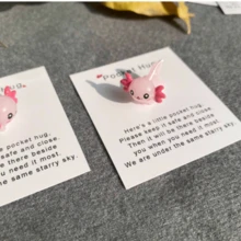1 套 3 张可爱迷人的小口袋拥抱卡，情感支持泡菜，情感礼物，可爱恐龙拥抱卡，迷你树脂墨西哥鼻蝾螈口袋拥抱卡，鼓励生日婚礼派对礼物装饰，节日礼物，男士生日礼物，拥抱代币，房间装饰爱情卡，表白鼓励礼物，适用于办公室、姐妹、兄弟、最好的朋友、丈夫和妻子 - 彩色 - 查看 5