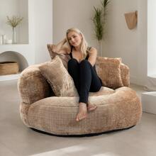 Chenille Lazy Sofa, Single Seat Bean Bag Sofa Chair, High-Back Durable Soft Comfort Recliner, Casual Living Room Sofa Chair, Includes 3 Pillows, Indoor/Outdoor Use, No Assembly Required, Suitable For Living Room, Bedroom, Dormitory And Apartment (Coffee) - 咖啡棕 - 查看 3