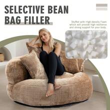 Chenille Lazy Sofa, Single Seat Bean Bag Sofa Chair, High-Back Durable Soft Comfort Recliner, Casual Living Room Sofa Chair, Includes 3 Pillows, Indoor/Outdoor Use, No Assembly Required, Suitable For Living Room, Bedroom, Dormitory And Apartment (Coffee) - 咖啡棕 - 查看 7
