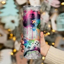 1 Piece 20oz Multi-Purpose Beverage Insulated Cup, Stainless Steel Vacuum Insulated Water Cup, Tumbler, With Straw And Straw Brush, Coffee Cup, Iced Tea, Water, Portable And Fashionable Water Cup, Suitable For Travel, Fitness Tumbler, Home, Office, Gift For Friends And Family, Suitable For Game Fans Back To School