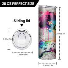 1 Piece 20oz Multi-Purpose Beverage Insulated Cup, Stainless Steel Vacuum Insulated Water Cup, Tumbler, With Straw And Straw Brush, Coffee Cup, Iced Tea, Water, Portable And Fashionable Water Cup, Suitable For Travel, Fitness Tumbler, Home, Office, Gift For Friends And Family, Suitable For Game Fans Back To School