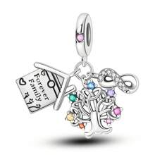 1 Pc Silver Color Sparkling Zirconia Infinite Life Tree Family Forever Sweet House Sister Mother And Daughter Pendant Charm Fit Original Bracelet Necklace Beads For Diy Jewelry Making Women Jewelry Gift For Mom Sister Best Friend ﻿