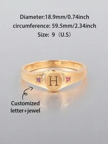1pc Customized Fashion Ring With Engraved English Letter And 2pcs Birthstone, Simple Design Unique Combination Accessories,Gift For Father's Day,Mother's Day,Valentine's Day,Birthday,Anniversary,Friends,Graduation,Christmas