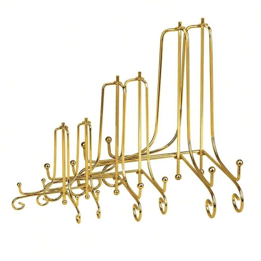 6 Pack Iron Display Stand,Gold Iron Easel Plate Holder Stand For Displaying Pictures, Plates, Books And Arts (4, 6, 8 Inch) - Gold - View 1